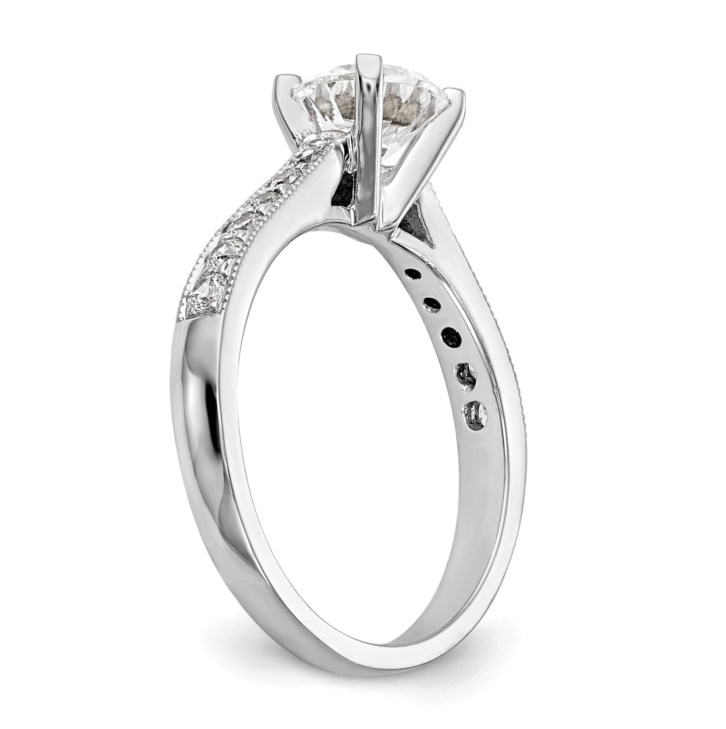 14K White Gold Peg Set 1/4 carat Diamond Semi-mount Engagement-Ring
