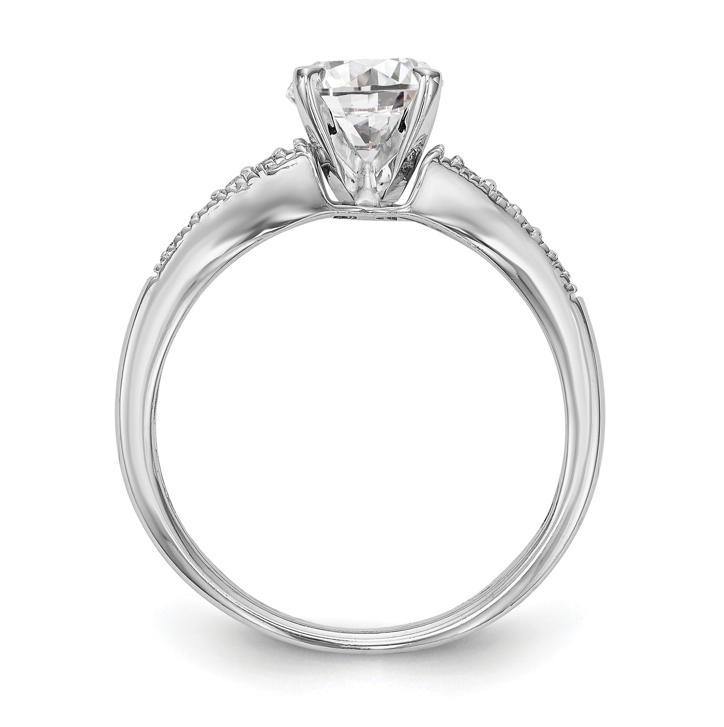 14K White Gold Peg Set 1/10ct Diamond Semi-mount Engagement Ring