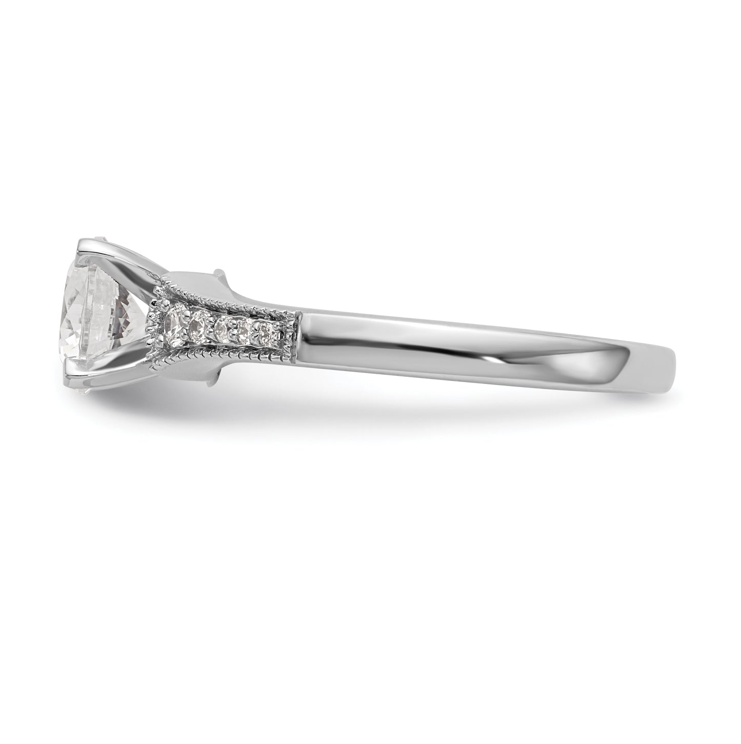 14K White Gold Peg Set 1/10ct Diamond Semi-mount Engagement Ring