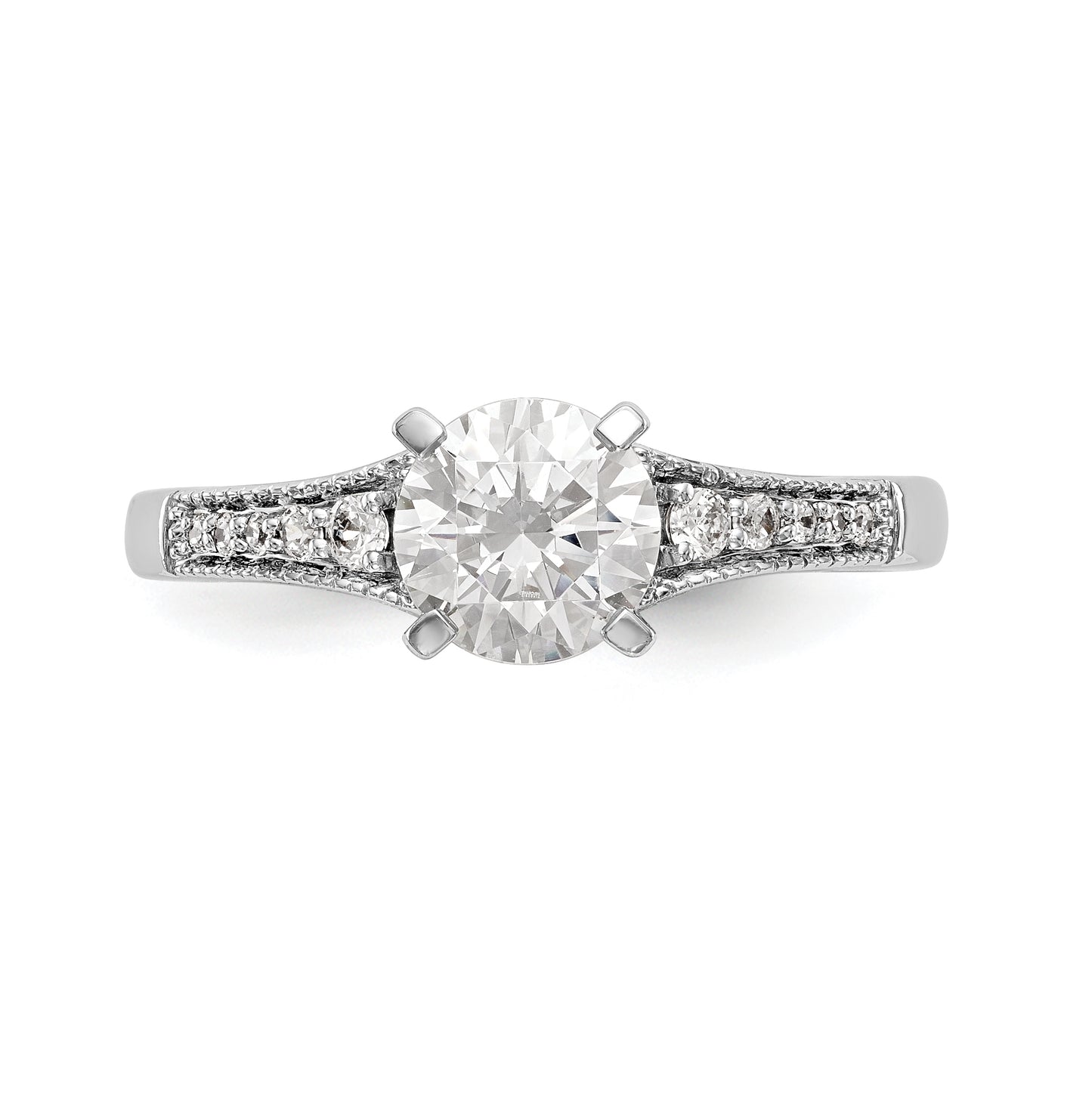 14K White Gold Peg Set 1/10ct Diamond Semi-mount Engagement Ring