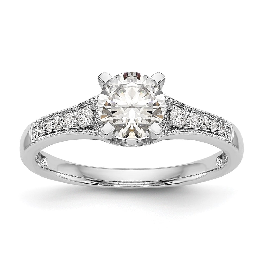 14K White Gold Peg Set 1/10ct Diamond Semi-mount Engagement Ring