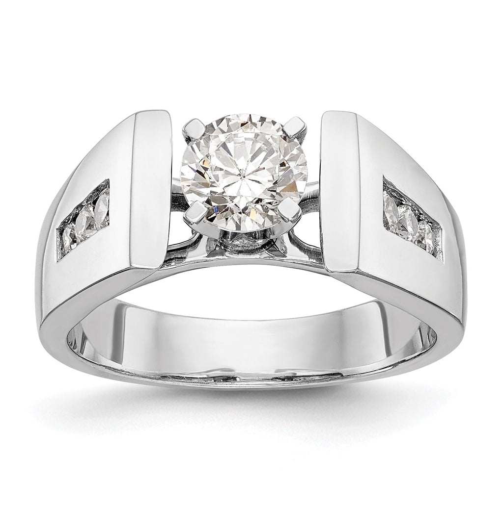 14K White Gold Peg-Set 1/5 carat Channel-set Diamond Semi-mount Engagement Ring