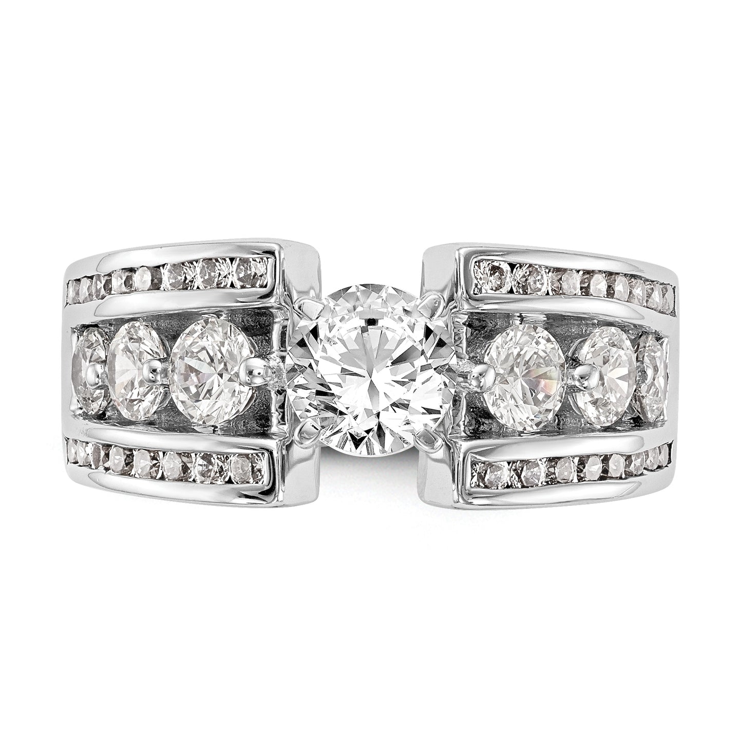 14K White Gold Peg Set 1.3 carat Channel-set Diamond Semi-mount Engagement Ring