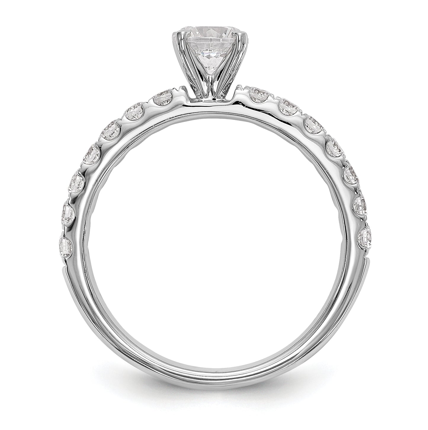 14K White Gold Peg Set 1/2 carat Diamond Semi-mount Engagement Ring, 2.9 to 2.4 mm (tapered)