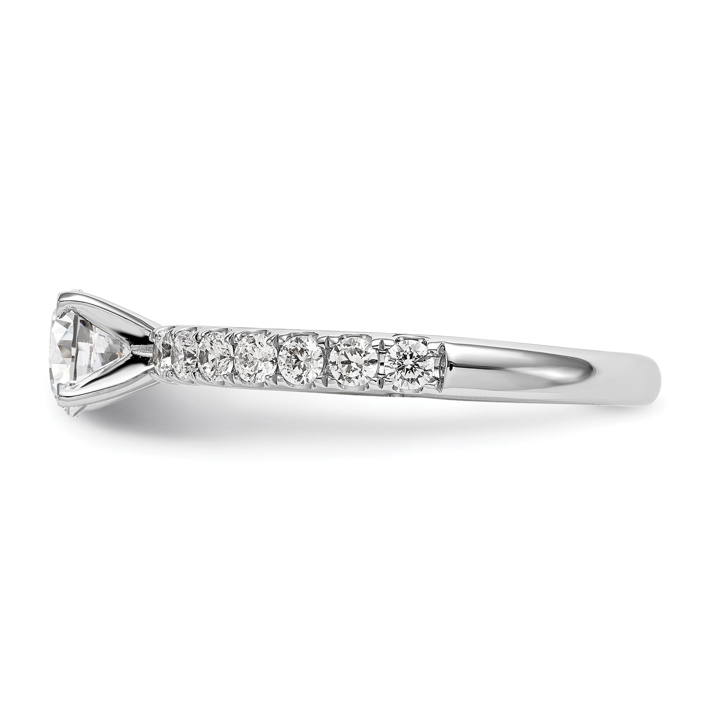 14K White Gold Peg Set 1/2 carat Diamond Semi-mount Engagement Ring, 2.9 to 2.4 mm (tapered)