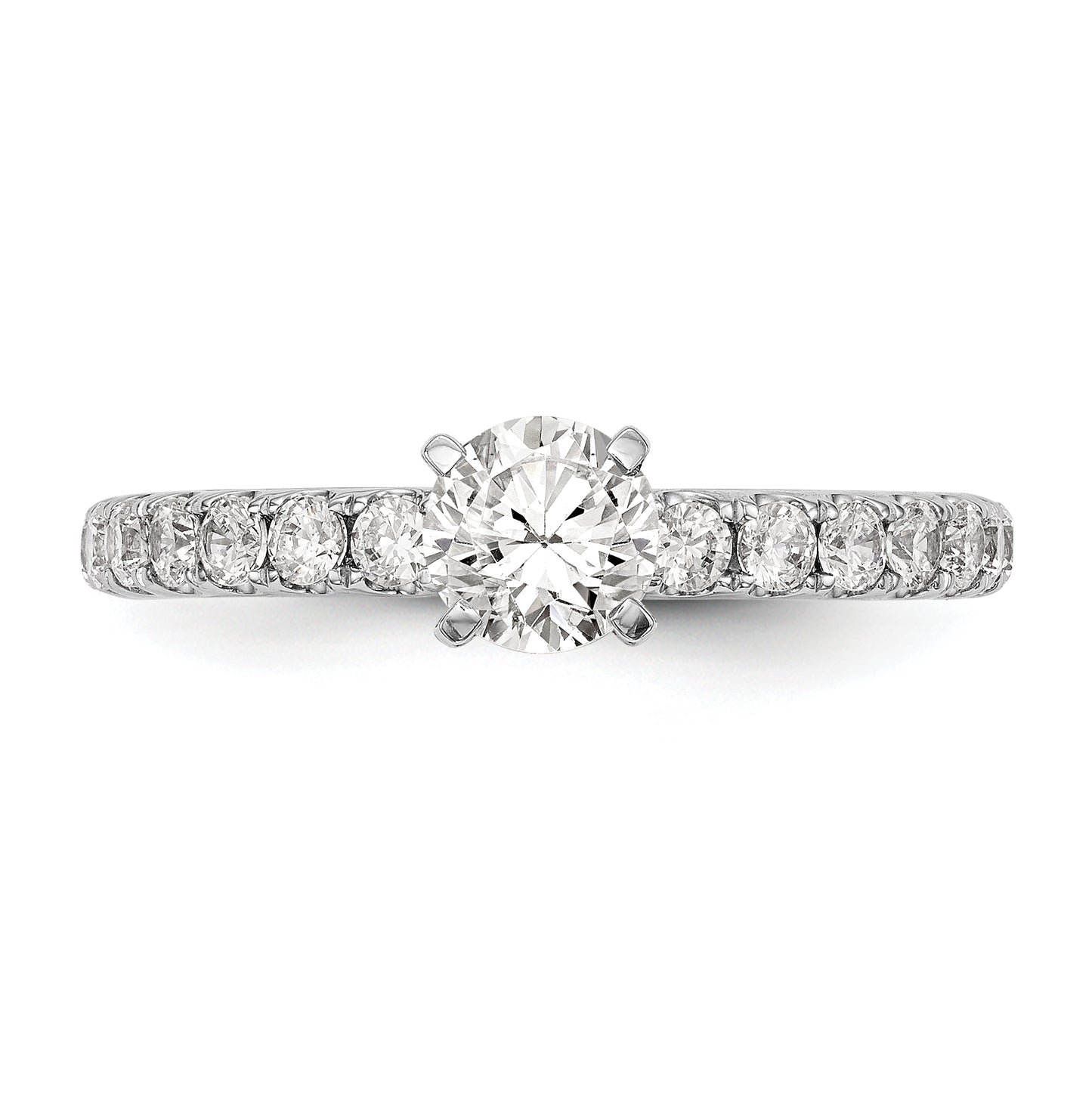 14K White Gold Peg Set 1/2 carat Diamond Semi-mount Engagement Ring, 2.9 to 2.4 mm (tapered)