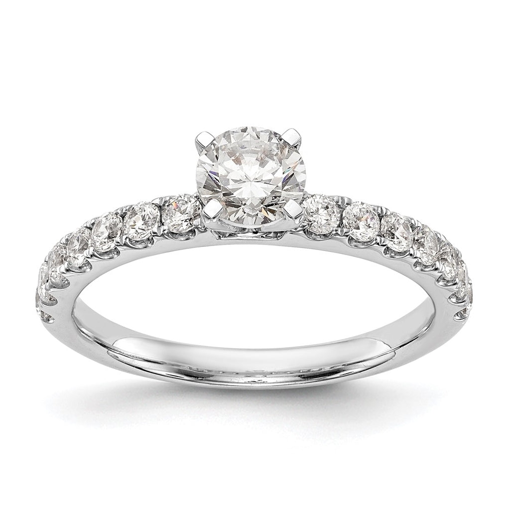 14K White Gold Peg Set 1/2 carat Diamond Semi-mount Engagement Ring, 2.9 to 2.4 mm (tapered)