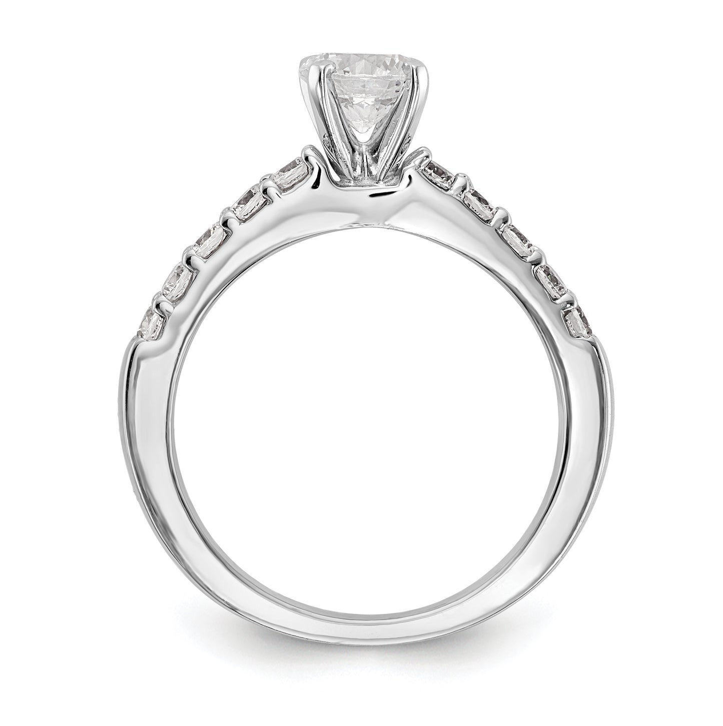 14K White Gold Peg Set 1/2 carat Diamond Semi-mount Engagement Ring, 3 to 2.7 mm (tapered)