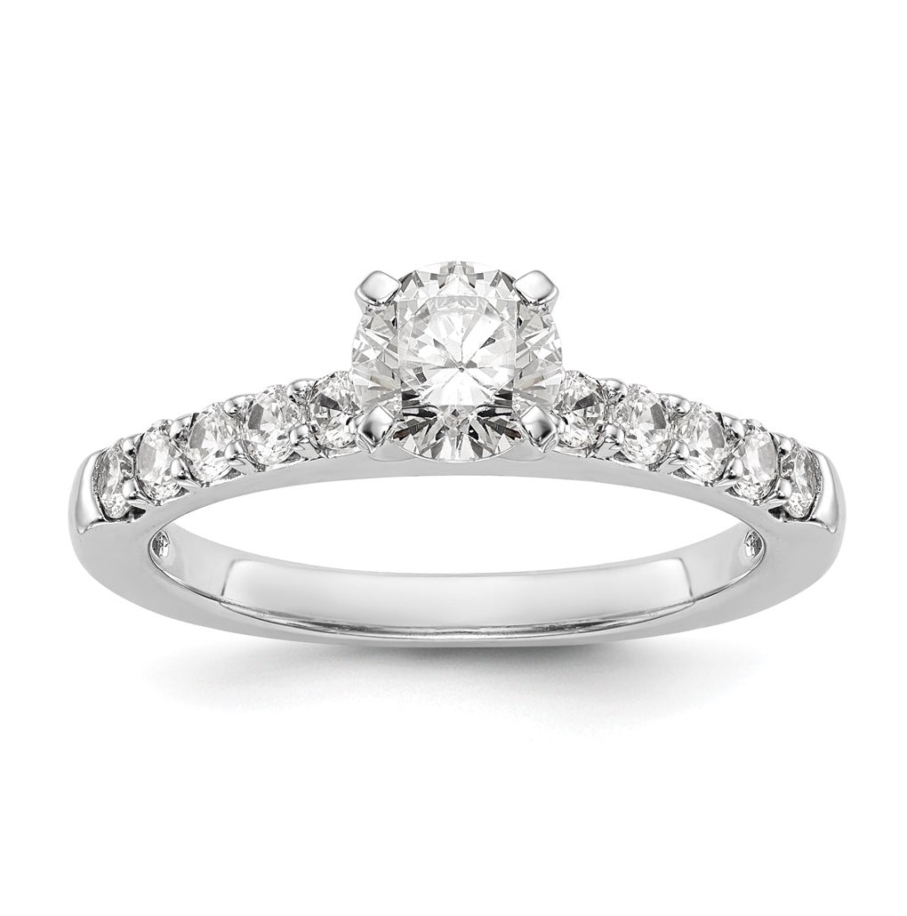 14K White Gold Peg Set 1/2 carat Diamond Semi-mount Engagement Ring, 3 to 2.7 mm (tapered)