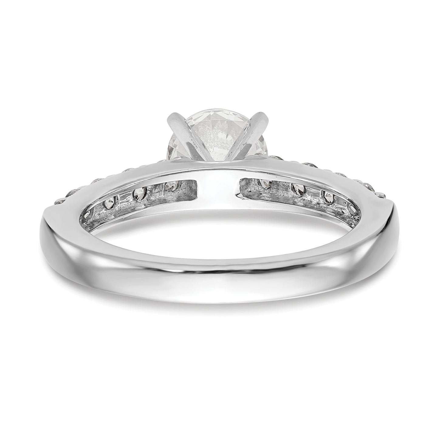 14K White Gold Peg Set 3/4 carat Diamond Semi-mount Engagement Ring, 3.3 to 2.5 mm (tapered)