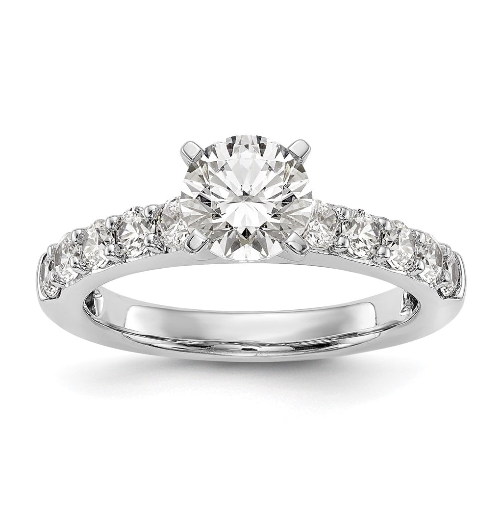 14K White Gold Peg Set 3/4 carat Diamond Semi-mount Engagement Ring, 3.3 to 2.5 mm (tapered)