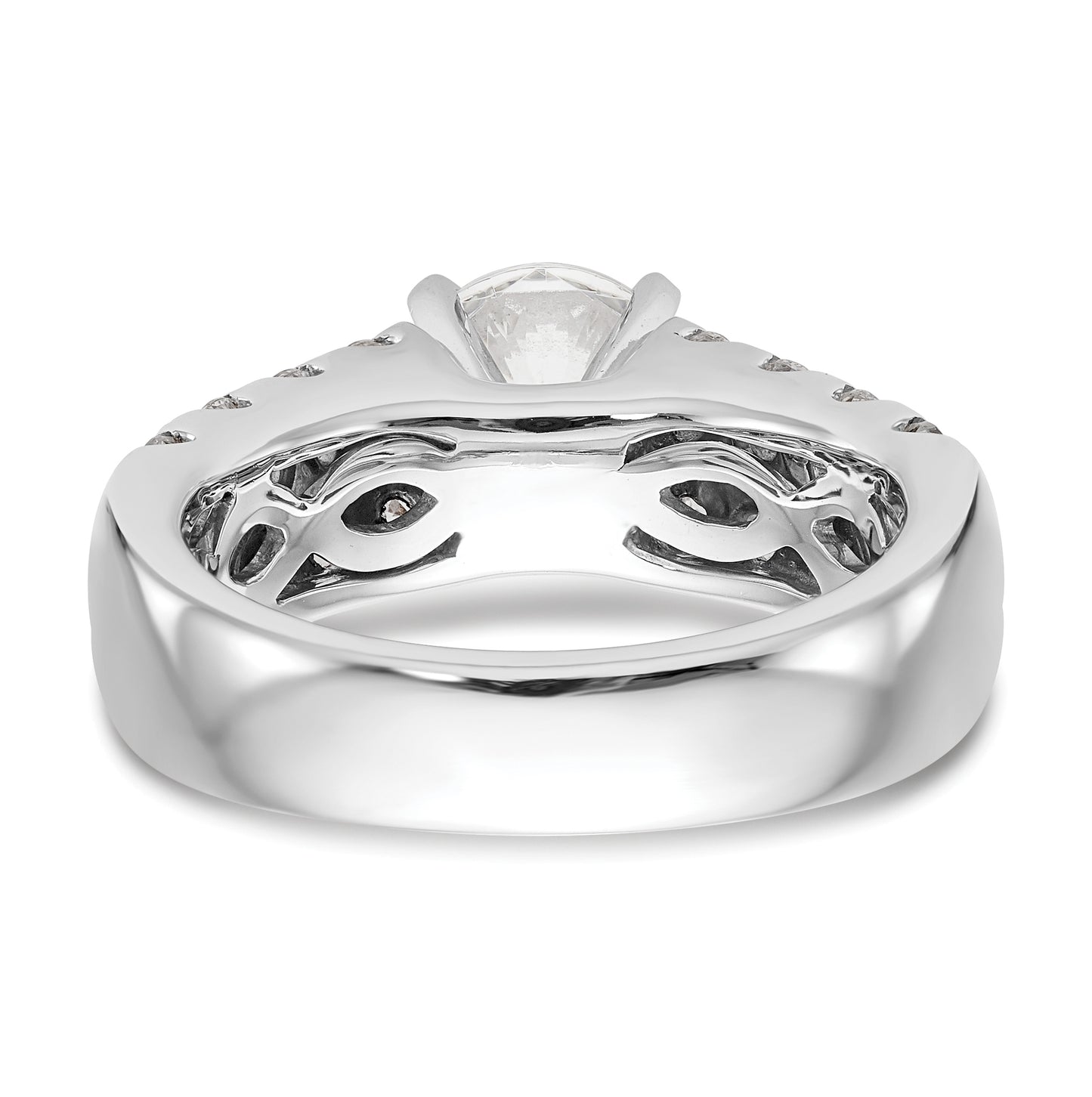 14K White Gold 2-Row Peg Set 1.4 carat Diamond Semi-mount Engagement Ring