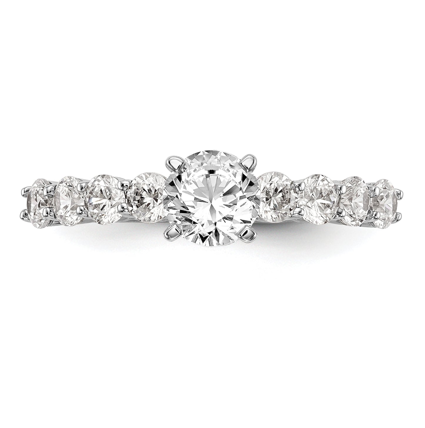 14K White Gold Peg Set 3/4 carat Diamond Semi-mount Engagement Ring, 2 to 1.4 mm (tapered)