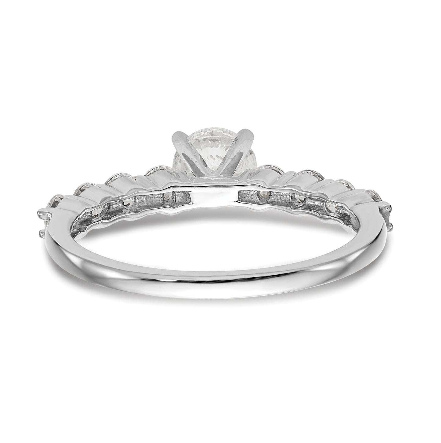 14K White Gold Peg Set 3/4 carat Diamond Semi-mount Engagement Ring, 2 to 1.4 mm (tapered)