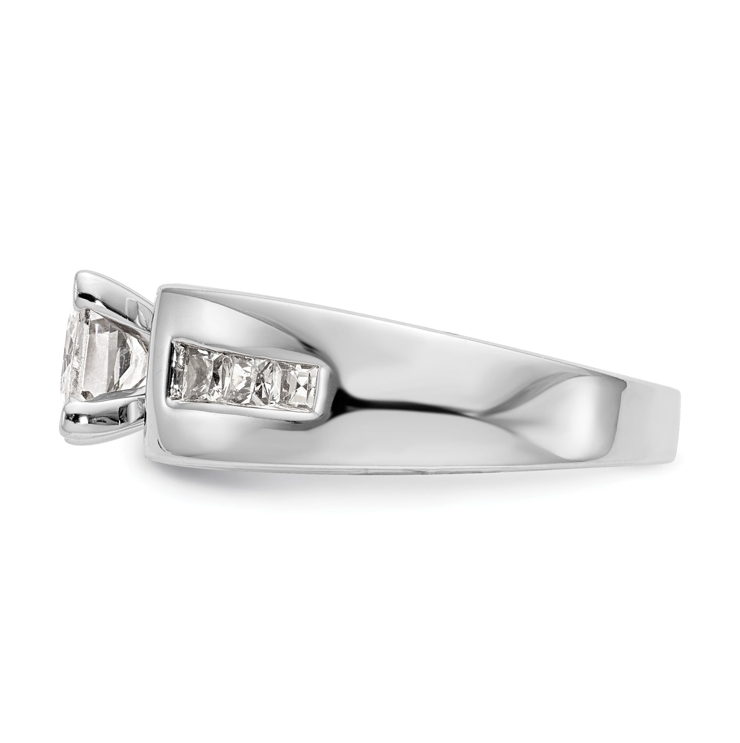 14K White Gold Peg Set 3/8 carat Channel-set Princess Diamond Semi-mount Engagement Ring, 7 to 4.4 mm (tapered)