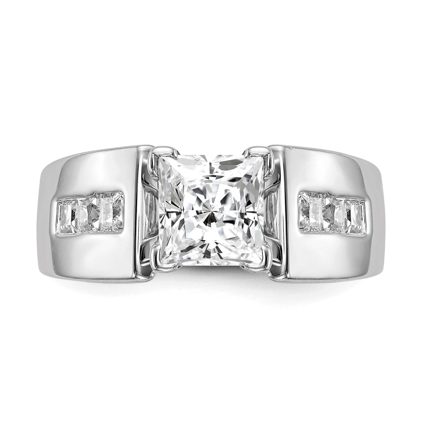 14K White Gold Peg Set 3/8 carat Channel-set Princess Diamond Semi-mount Engagement Ring, 7 to 4.4 mm (tapered)
