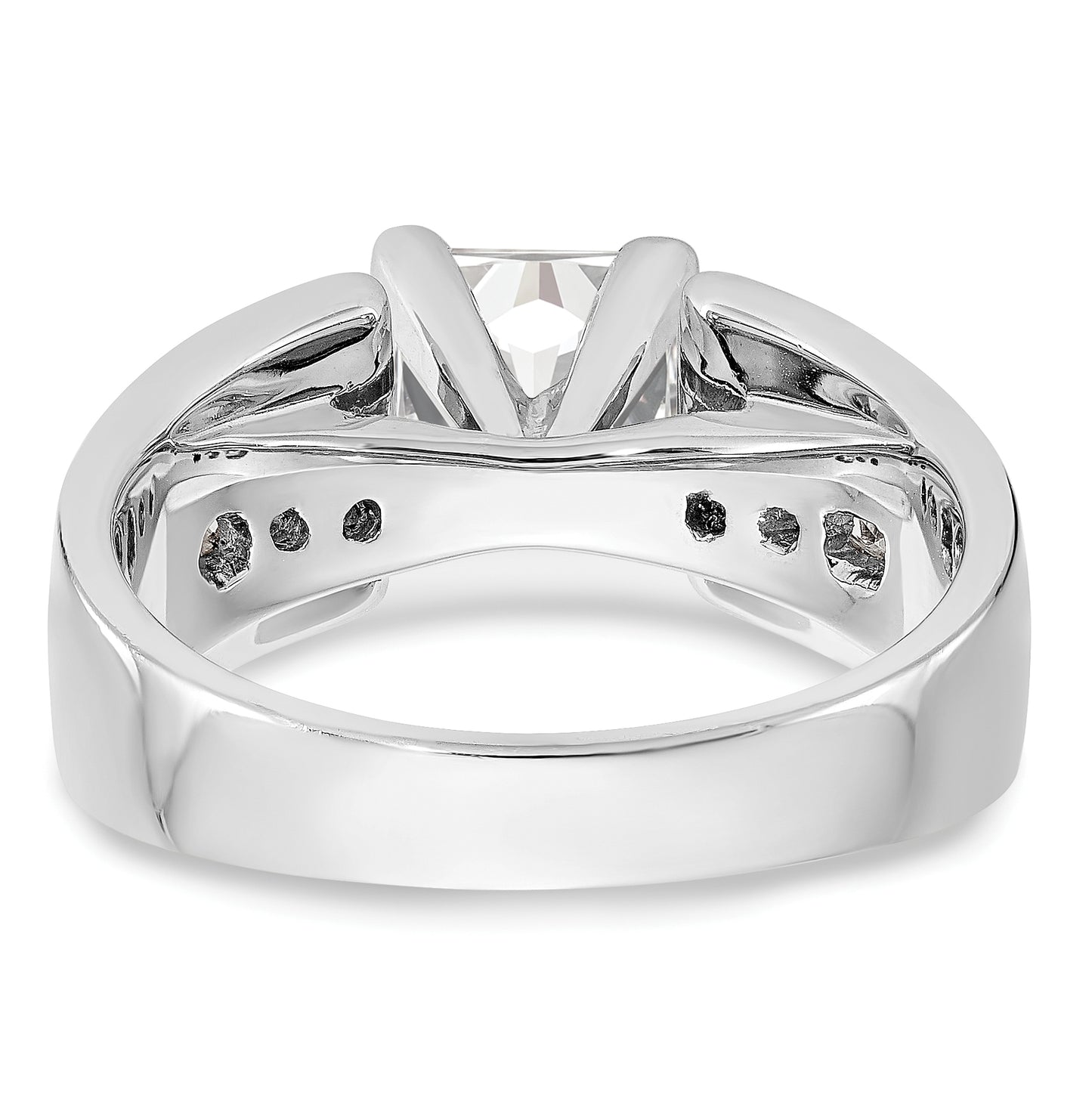 14K White Gold Peg Set 3/8 carat Channel-set Princess Diamond Semi-mount Engagement Ring, 7 to 4.4 mm (tapered)