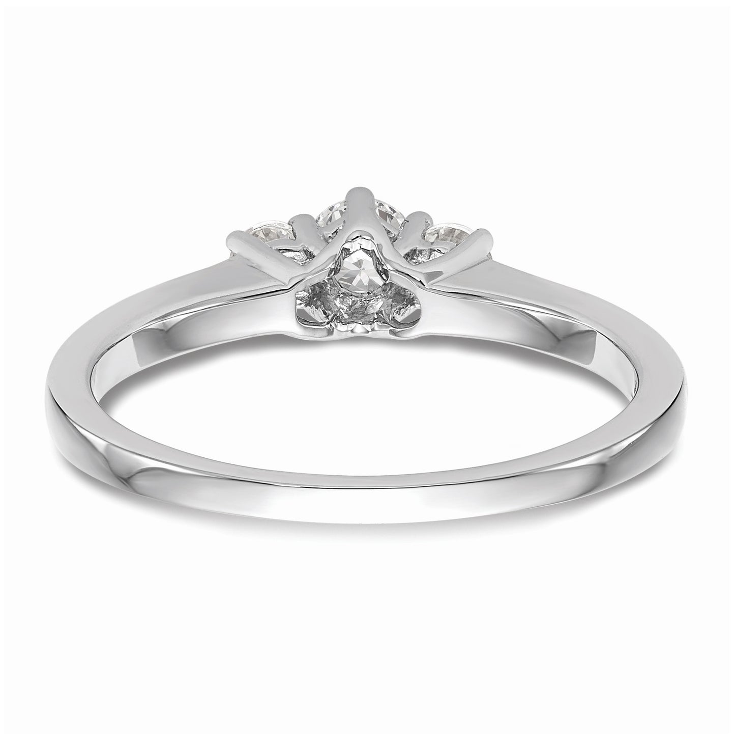 14K White Gold 3-Stone (Holds 1/4 carat (4.1mm) Round Center) Includes 2-2.7mm Round Side Diamonds Semi-Mount Engagement Ring