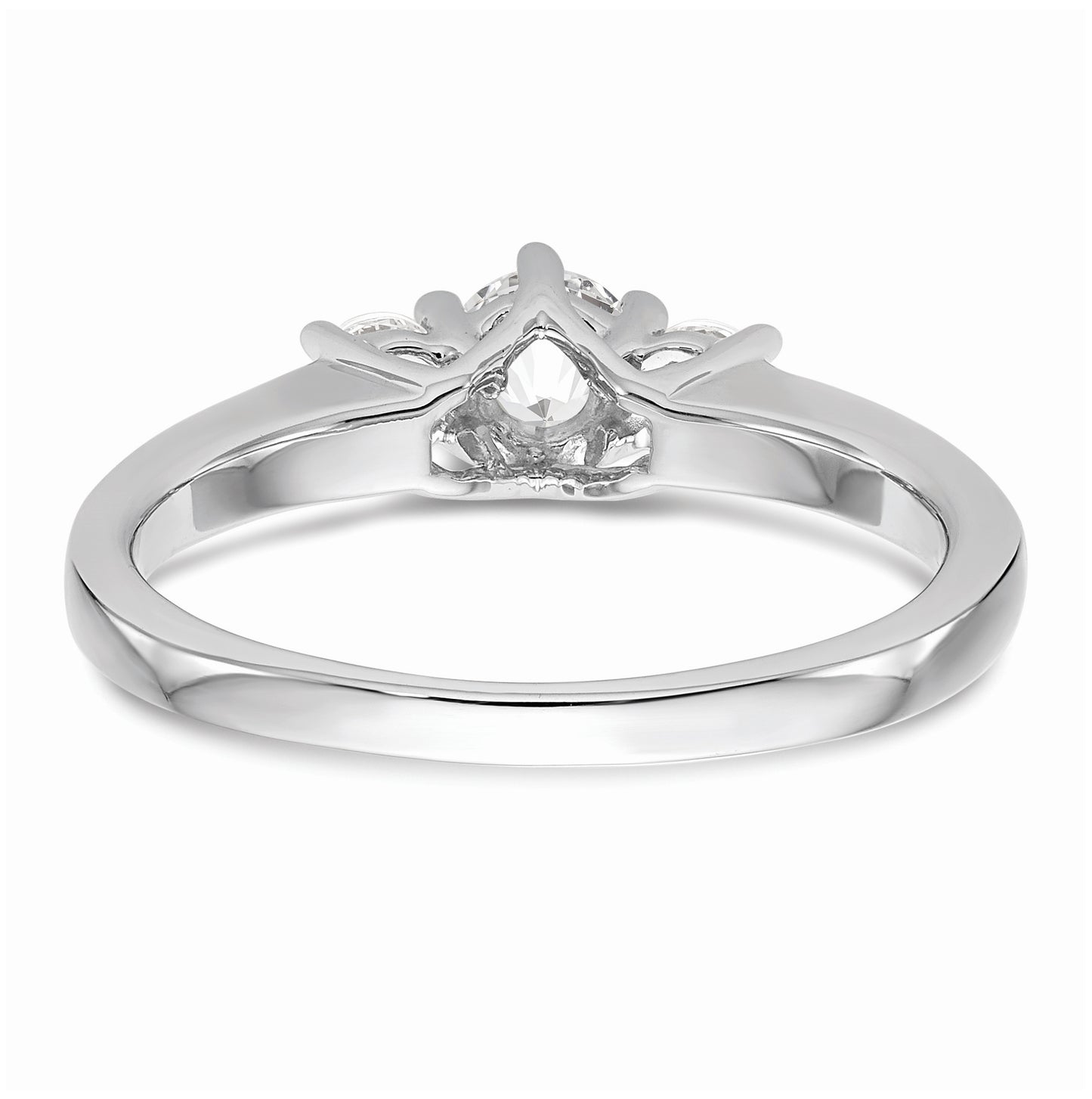 14K White Gold 3-Stone (Holds 1/4 carat (4.1mm) Round Center) Includes 2-3.1mm Round Side Diamonds Semi-Mount Engagement Ring