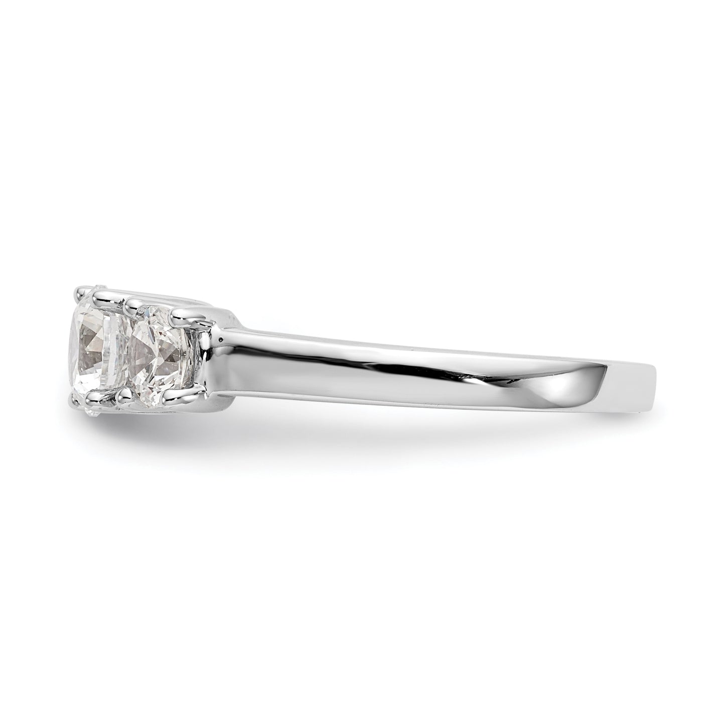 14K White Gold 3-Stone (Holds 1/2 carat (5.2mm) Round Center) Includes 2-4.00mm Round Side Diamonds Semi-Mount Engagement Ring