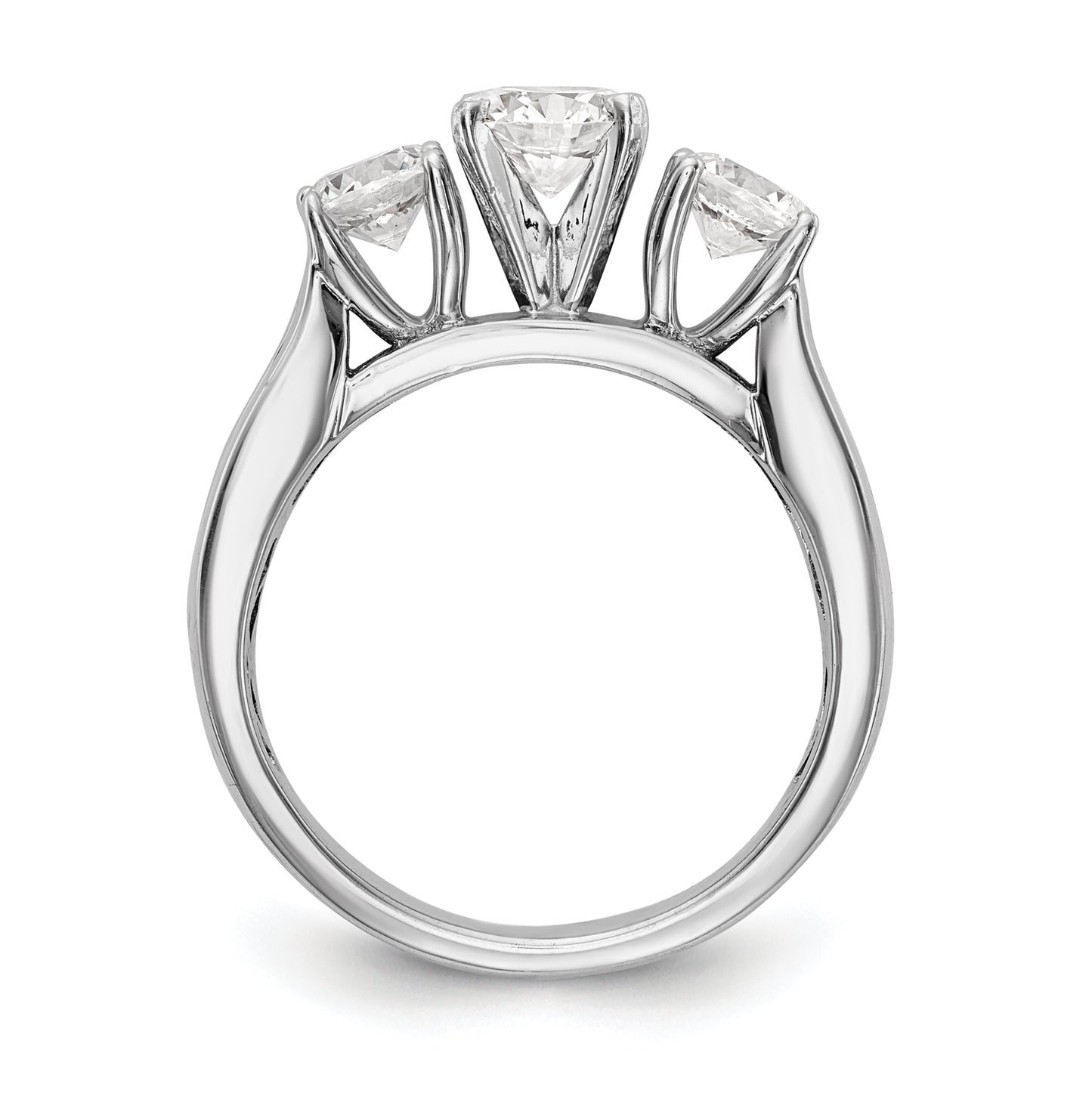 14K White Gold Peg Set 3-Stone Diamond Semi-Mount Engagement Ring