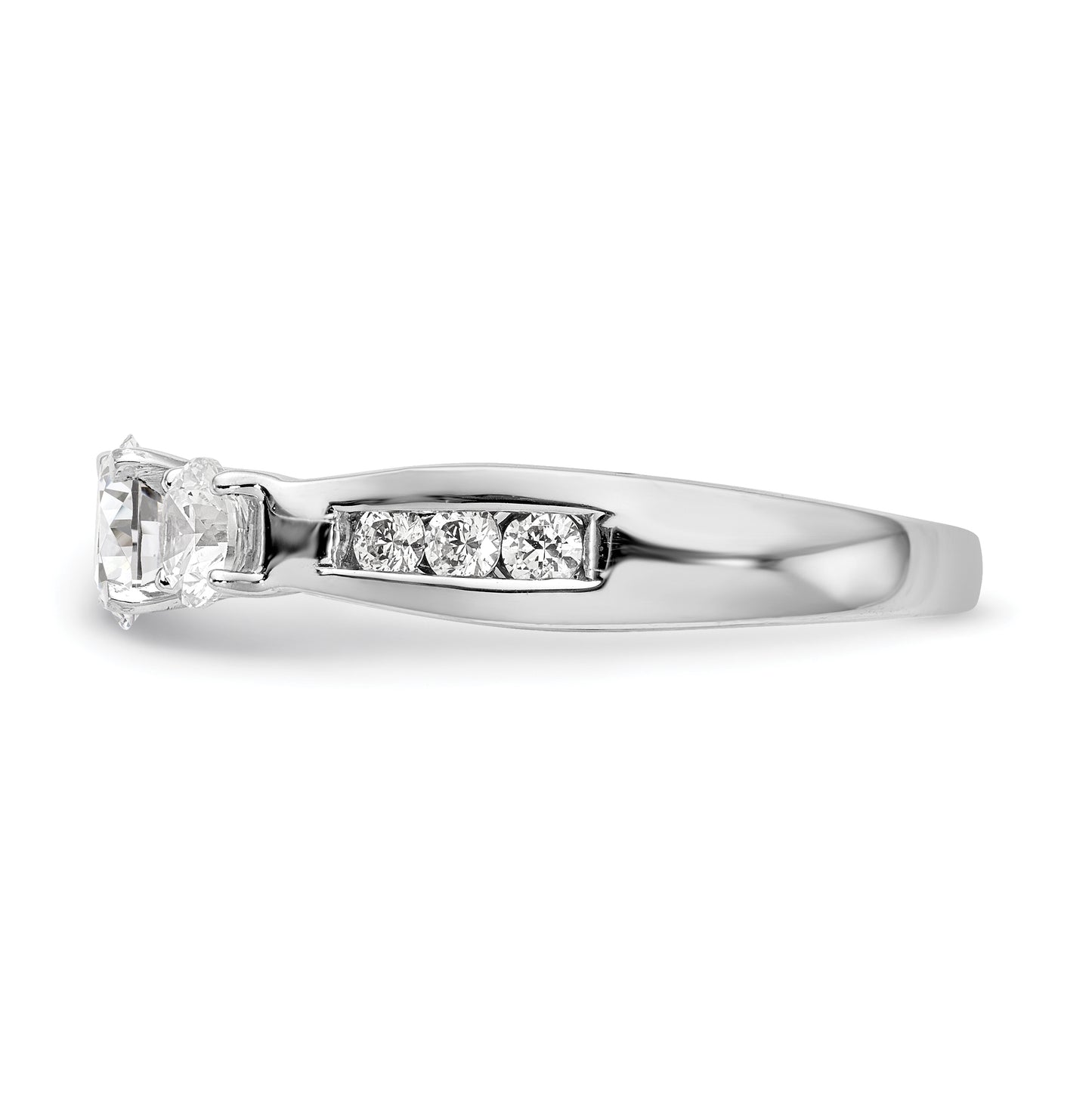 14K White Gold Peg Set 3-Stone Diamond Semi-Mount Engagement Ring