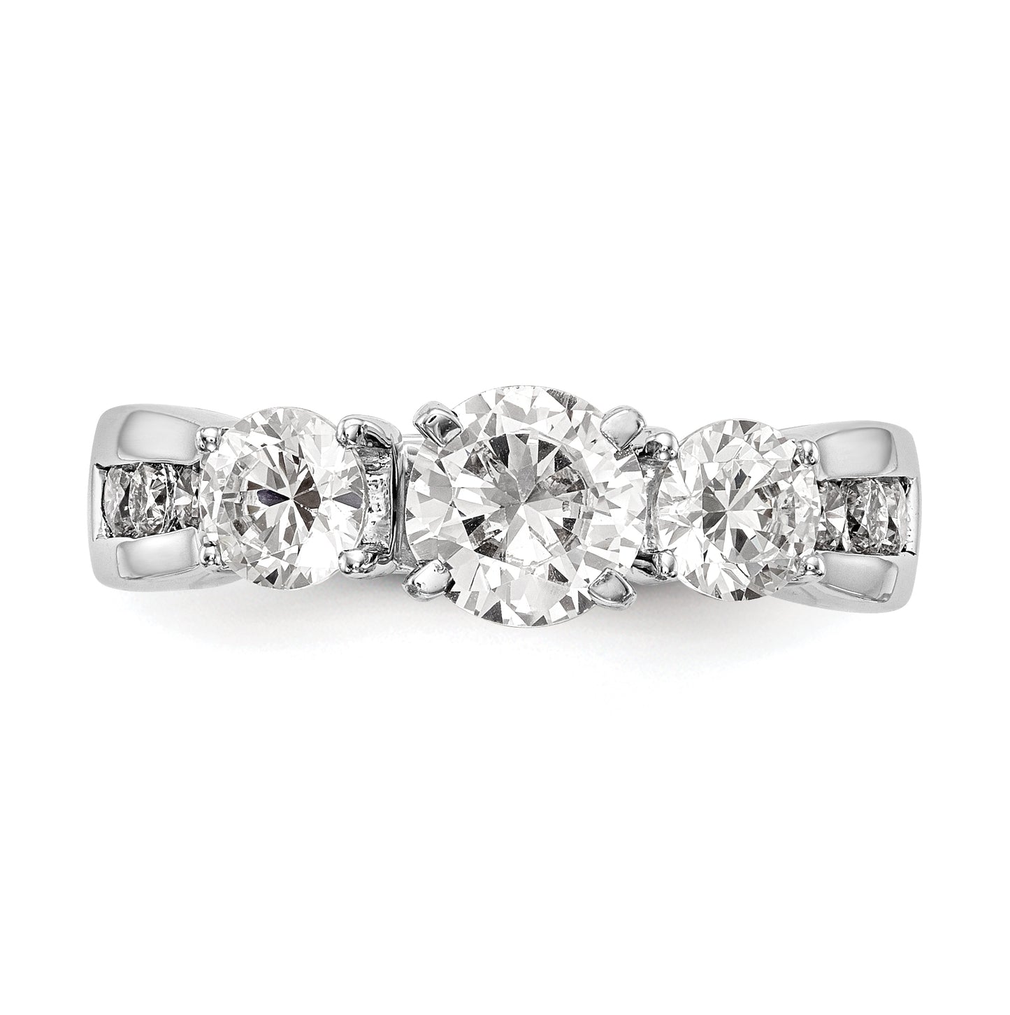 14K White Gold Peg Set 3-Stone Diamond Semi-Mount Engagement Ring