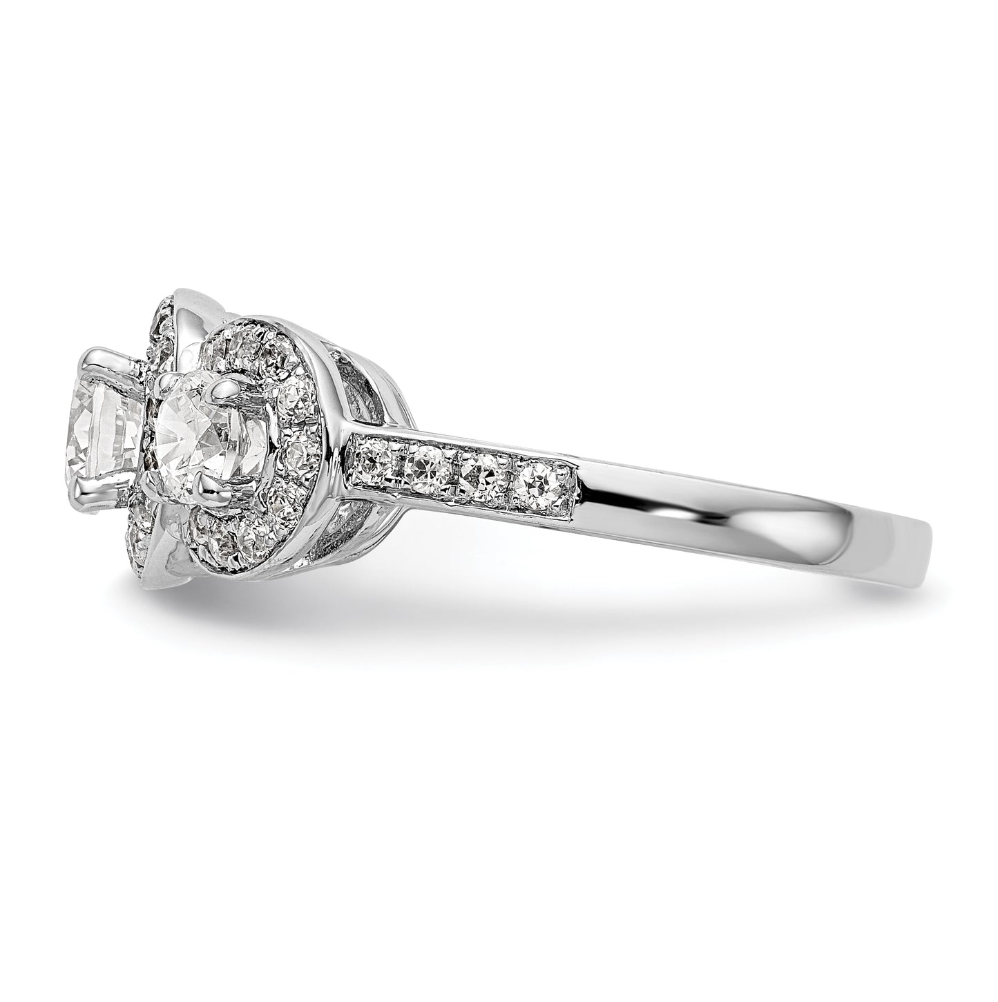 14K White Gold 3-Stone Diamond Semi-Mount Engagement Ring, 2.48 to 2.64 mm (tapered)