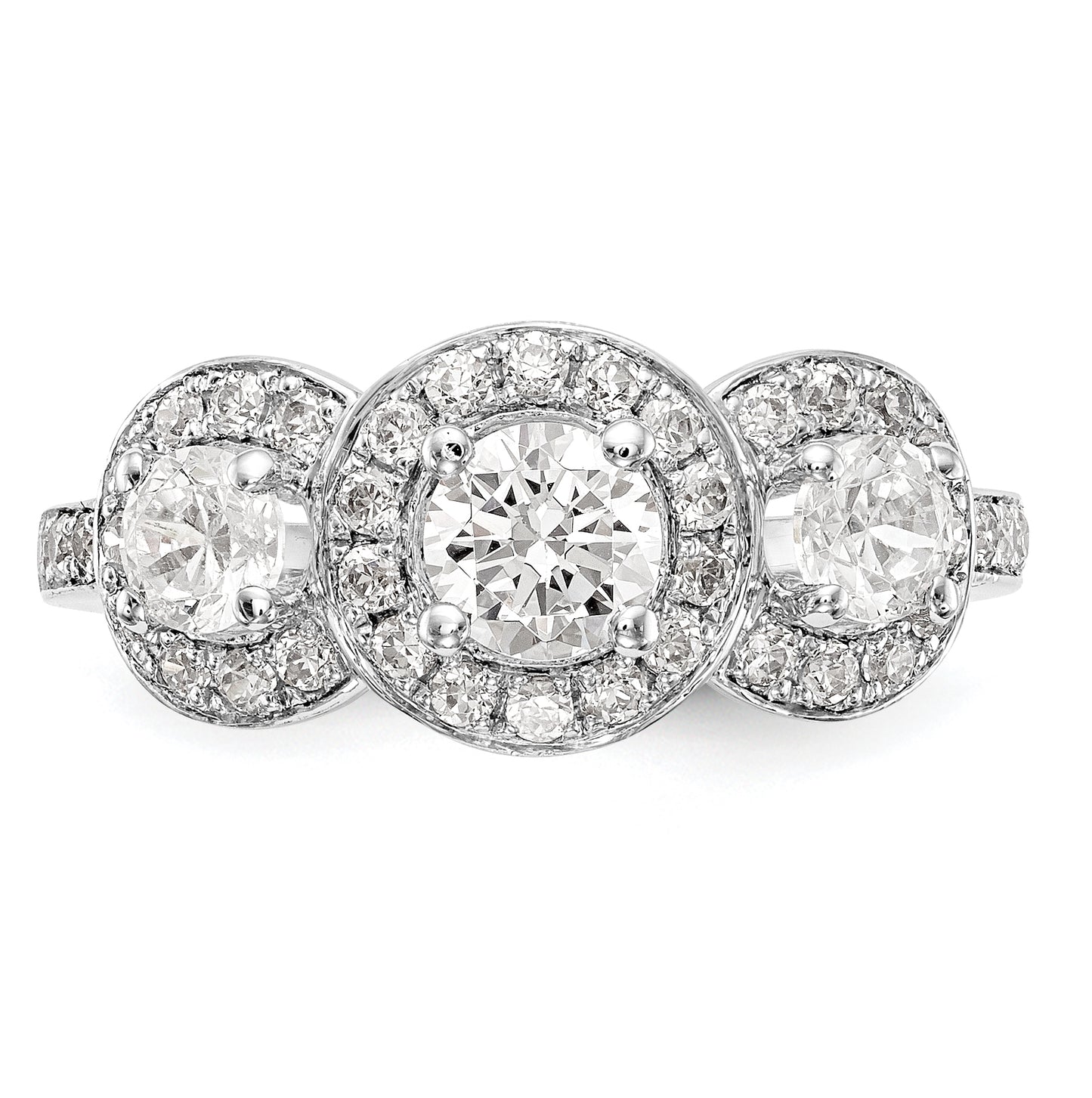 14K White Gold 3-Stone Diamond Semi-Mount Engagement Ring, 2.48 to 2.64 mm (tapered)