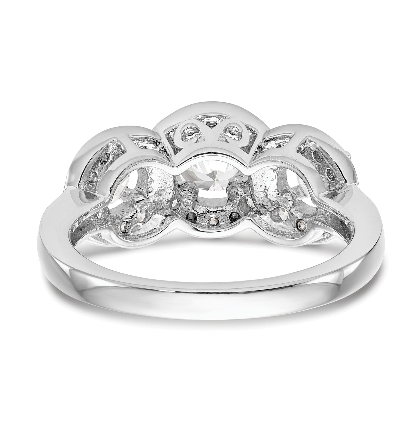 14K White Gold 3-Stone Diamond Semi-Mount Engagement Ring, 2.48 to 2.64 mm (tapered)