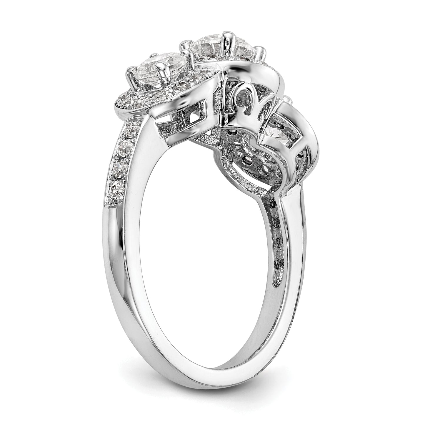 14K White Gold 3-Stone Diamond Semi-Mount Engagement Ring, 2.48 to 2.64 mm (tapered)