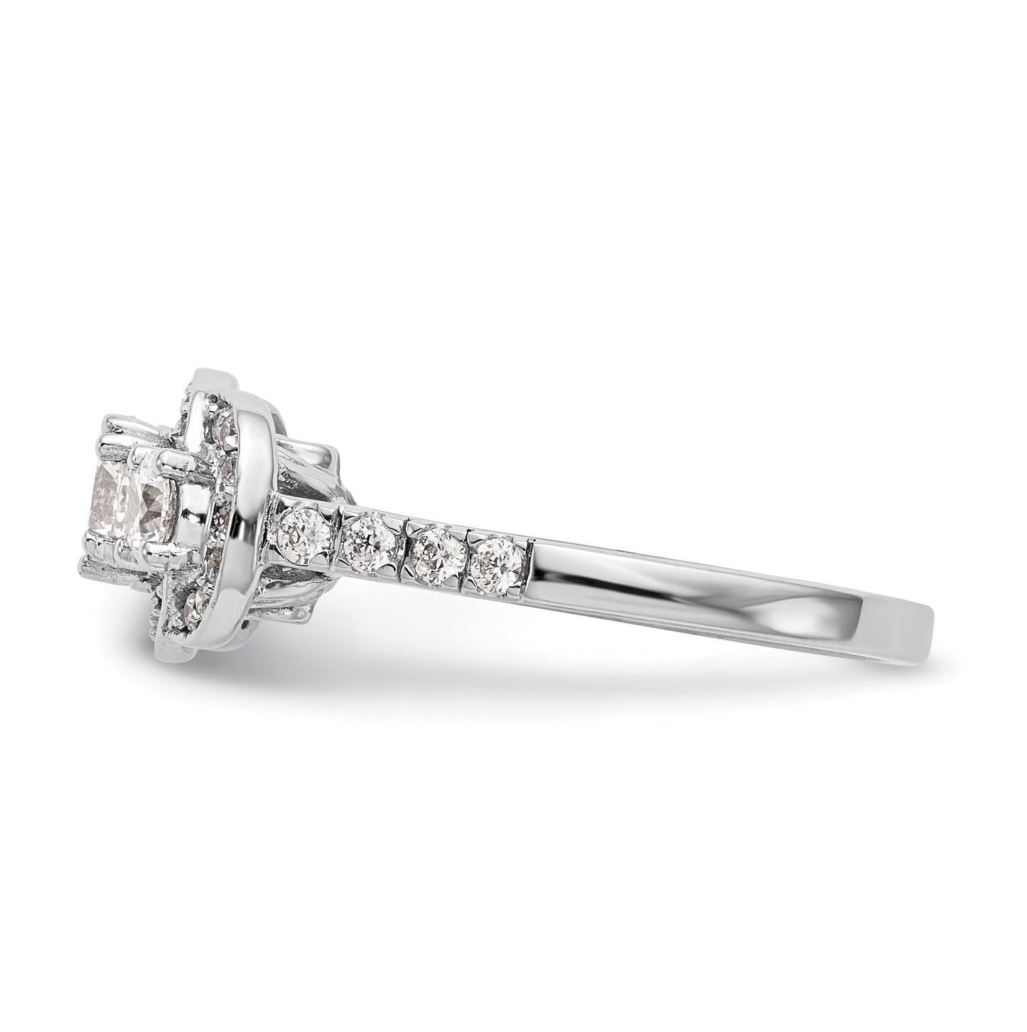 14K White Gold 3-Stone Diamond Semi-Mount Engagement Ring, 2.1 mm