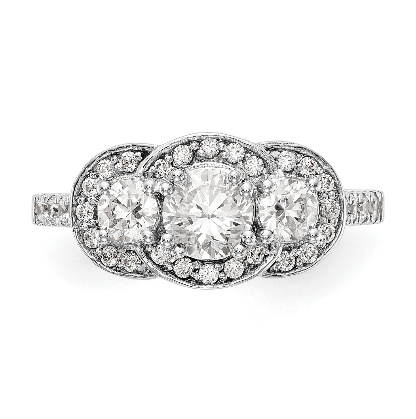 14K White Gold 3-Stone Diamond Semi-Mount Engagement Ring, 2.1 mm