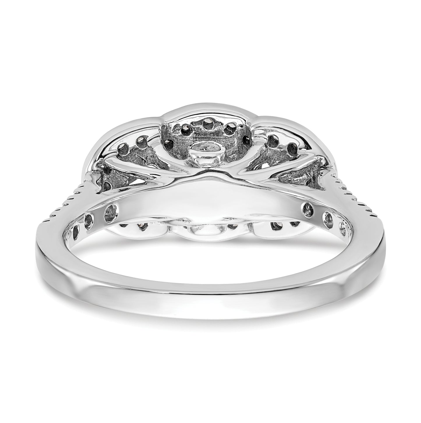 14K White Gold 3-Stone Diamond Semi-Mount Engagement Ring, 2.1 mm