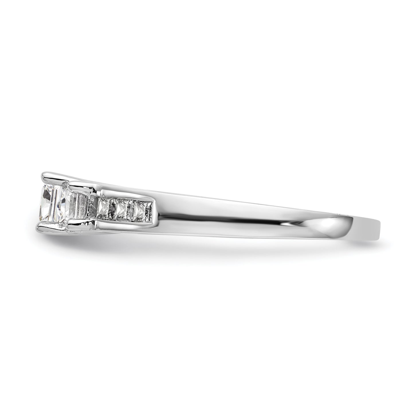 14K White Gold 3-Stone Plus (Holds 1/3 carat (3.7mm) Princess Center and (2-3.2mm) Princess Sides) Diamond Semi-Mount Engagement Ring
