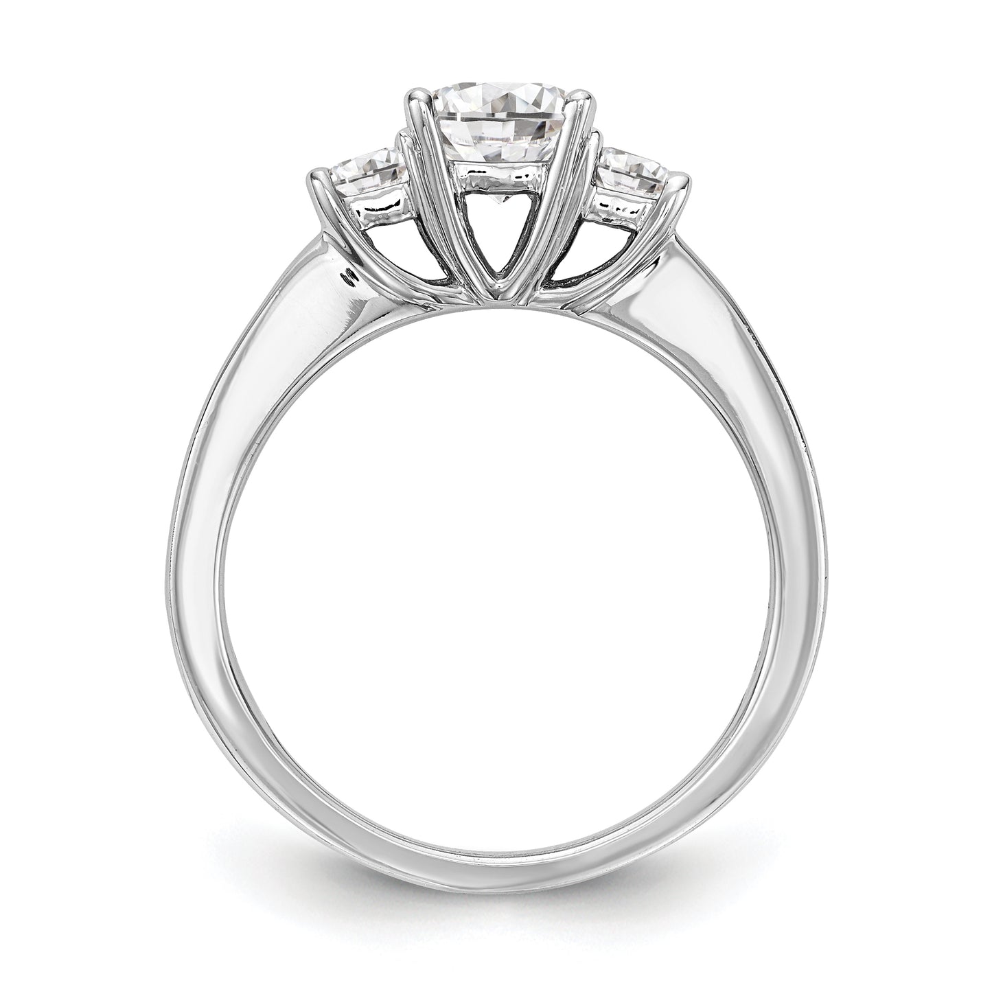 14K White Gold 3-Stone Diamond Semi-Mount Engagement Ring, 2.25 to 2.69 mm (tapered)