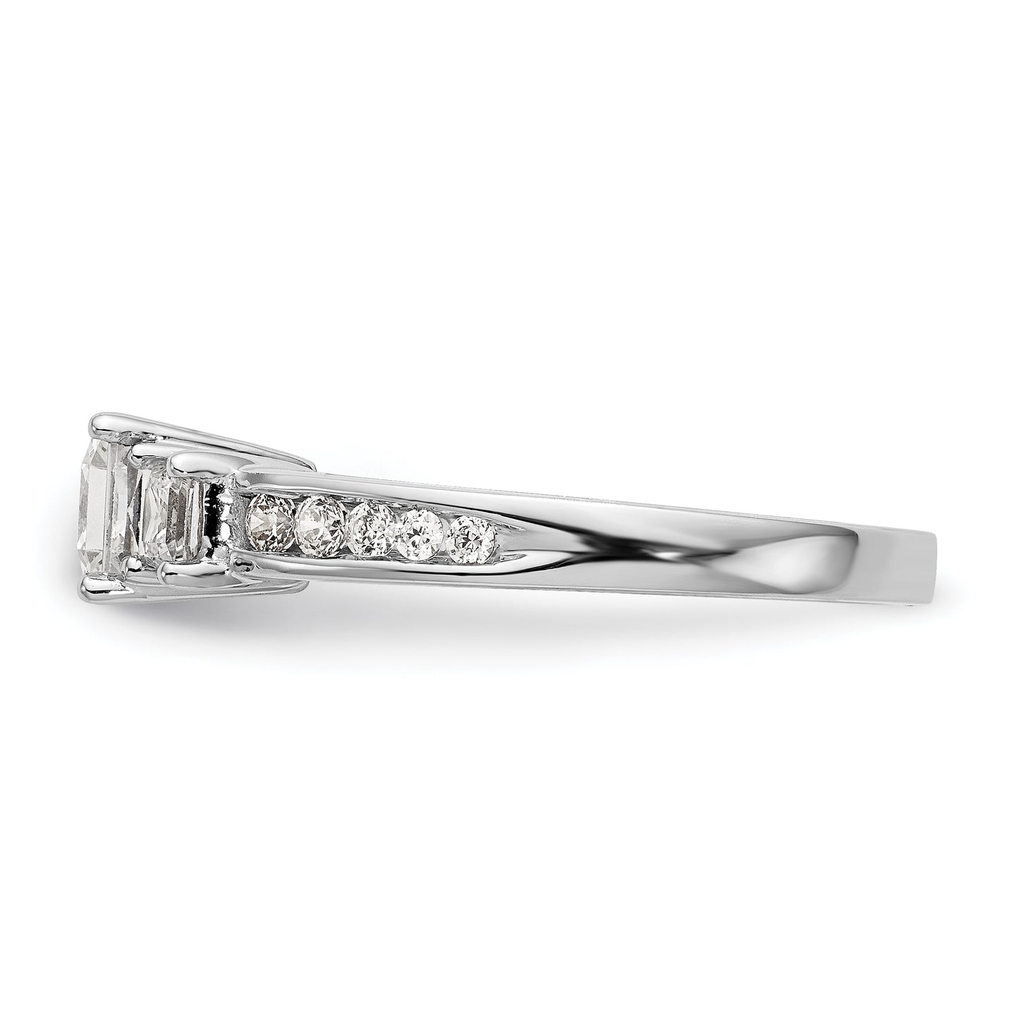 14K White Gold 3-Stone Diamond Semi-Mount Engagement Ring, 2.25 to 2.69 mm (tapered)