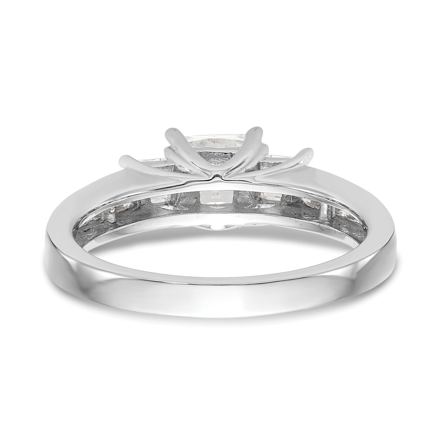 14K White Gold 3-Stone Diamond Semi-Mount Engagement Ring, 2.25 to 2.69 mm (tapered)