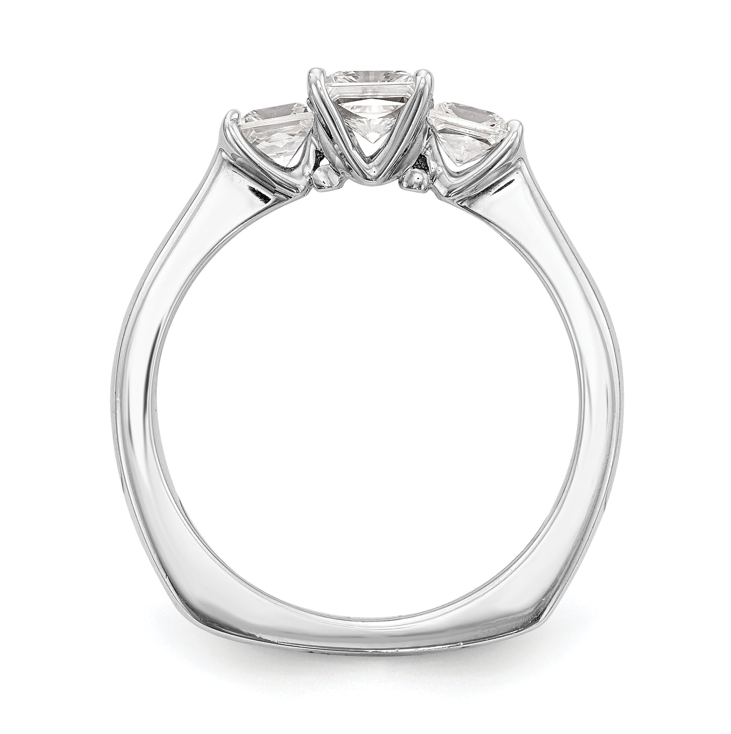 14K White Gold 3-Stone Diamond Semi-Mount Engagement Ring, 2.31 to 3.32 mm (tapered)