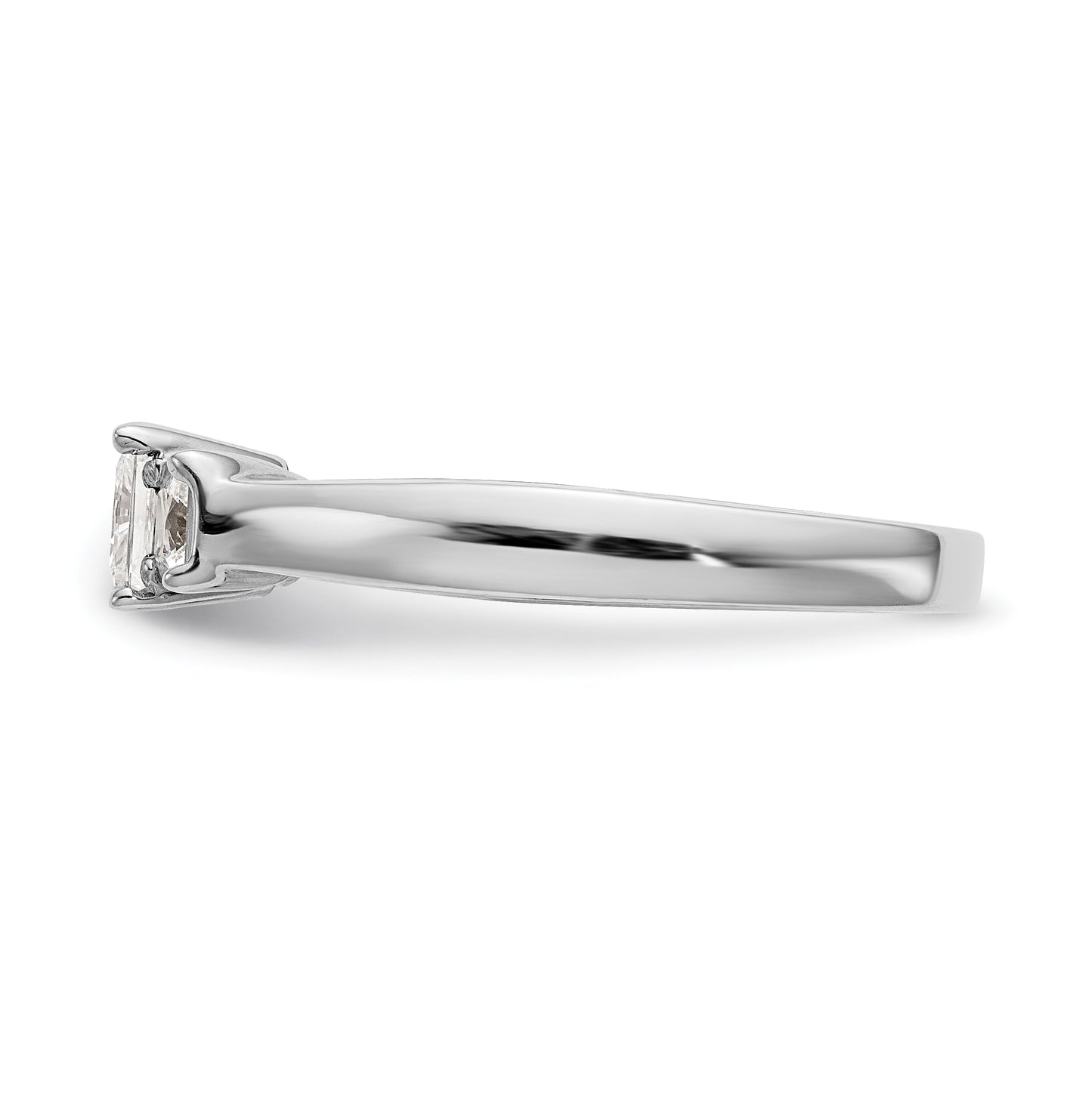 14K White Gold 3-Stone Diamond Semi-Mount Engagement Ring, 2.31 to 3.32 mm (tapered)