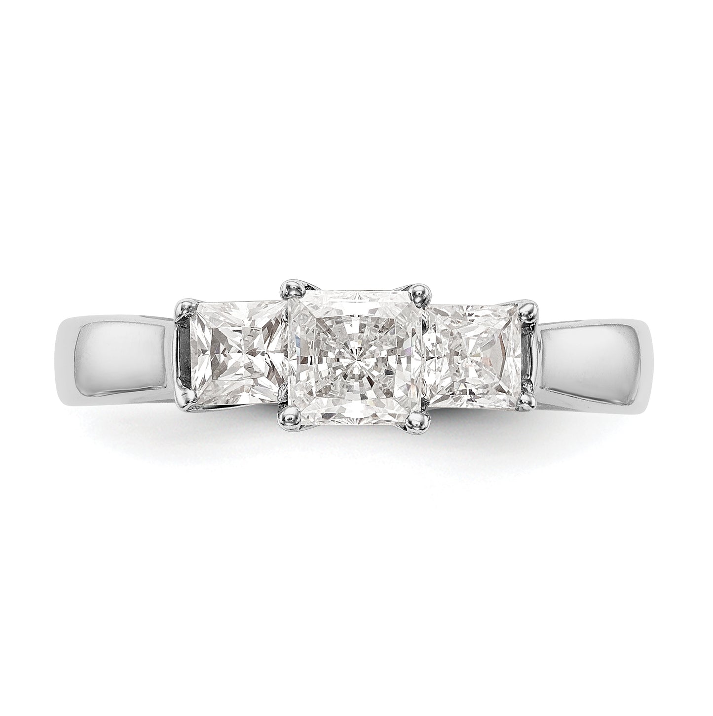 14K White Gold 3-Stone Diamond Semi-Mount Engagement Ring, 2.31 to 3.32 mm (tapered)