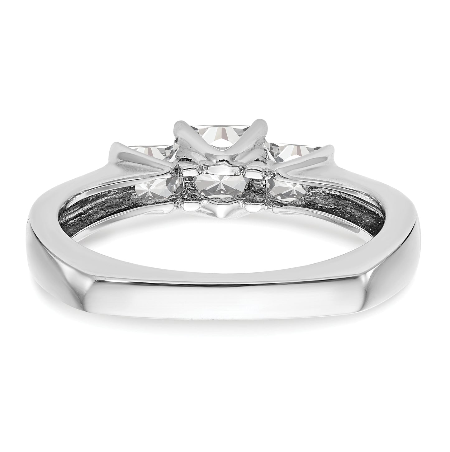 14K White Gold 3-Stone Diamond Semi-Mount Engagement Ring, 2.31 to 3.32 mm (tapered)