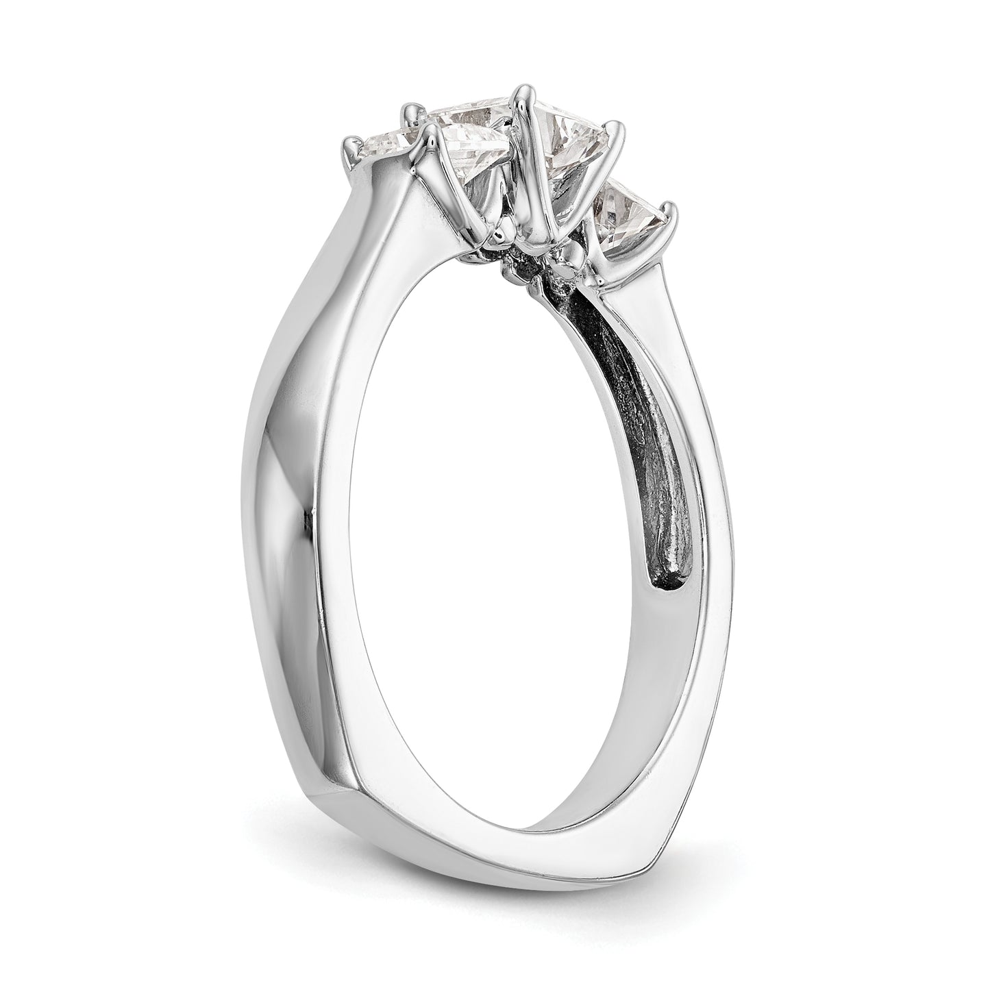 14K White Gold 3-Stone Diamond Semi-Mount Engagement Ring, 2.31 to 3.32 mm (tapered)