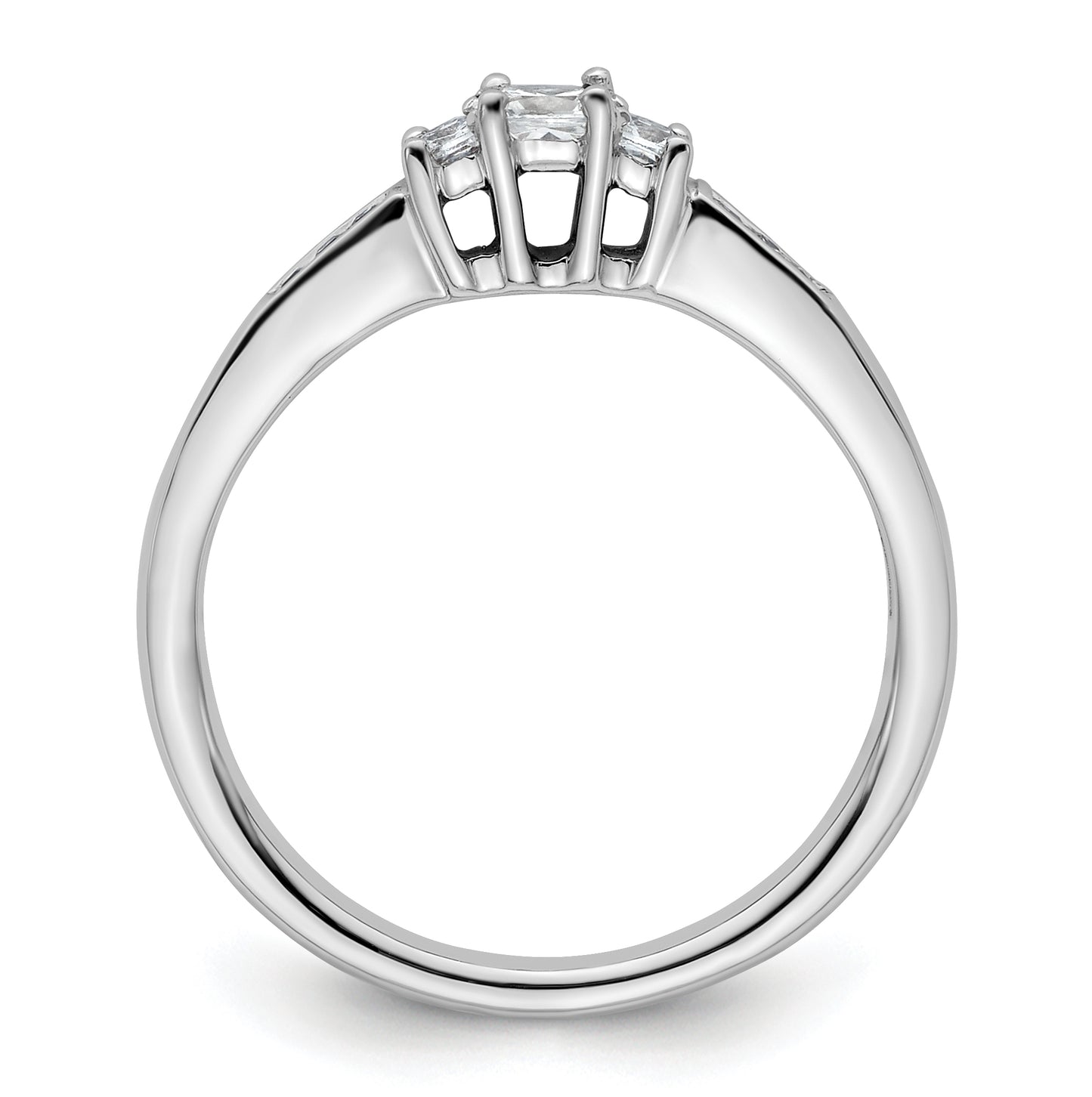 14K White Gold 3-Stone Plus (Holds 1/5 carat (3.6mm) Princess Center and (2-2.0mm) Princess Sides) Diamond Semi-Mount Engagement Ring