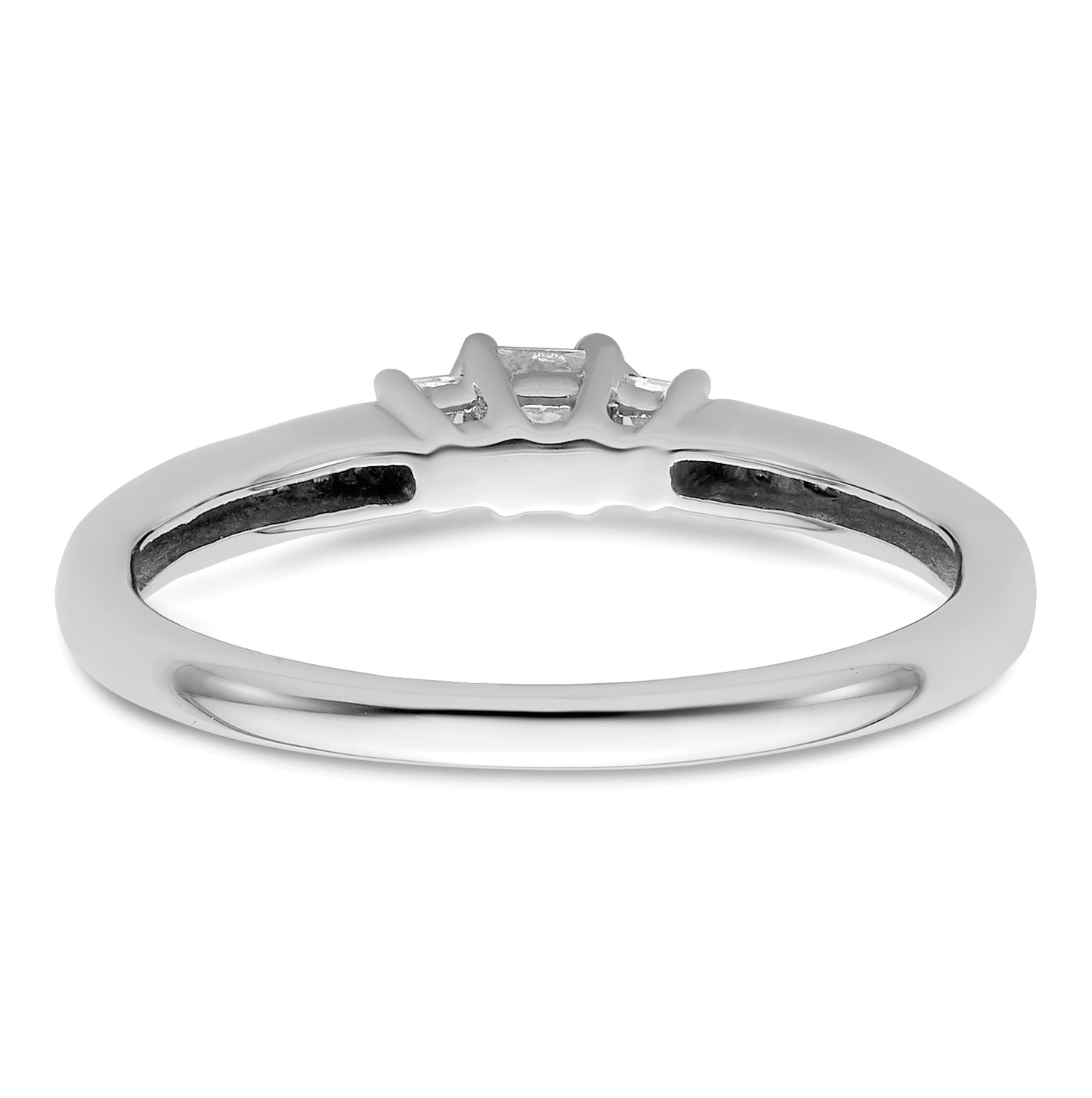 14K White Gold 3-Stone Plus (Holds 1/5 carat (3.6mm) Princess Center and (2-2.0mm) Princess Sides) Diamond Semi-Mount Engagement Ring
