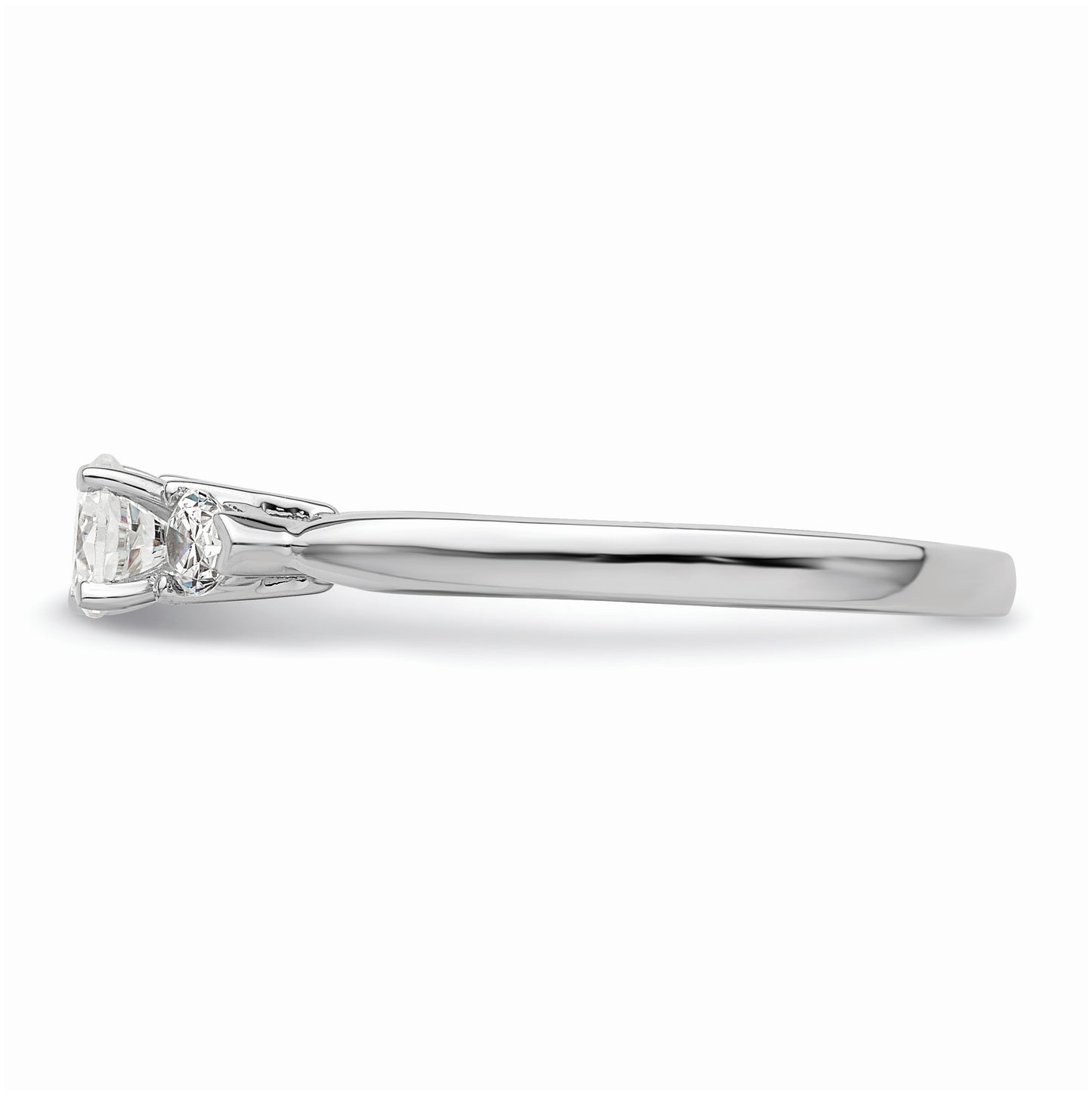 14K White Gold 3-Stone Peg Set Center Pear Diamond Semi mount Engagement Ring