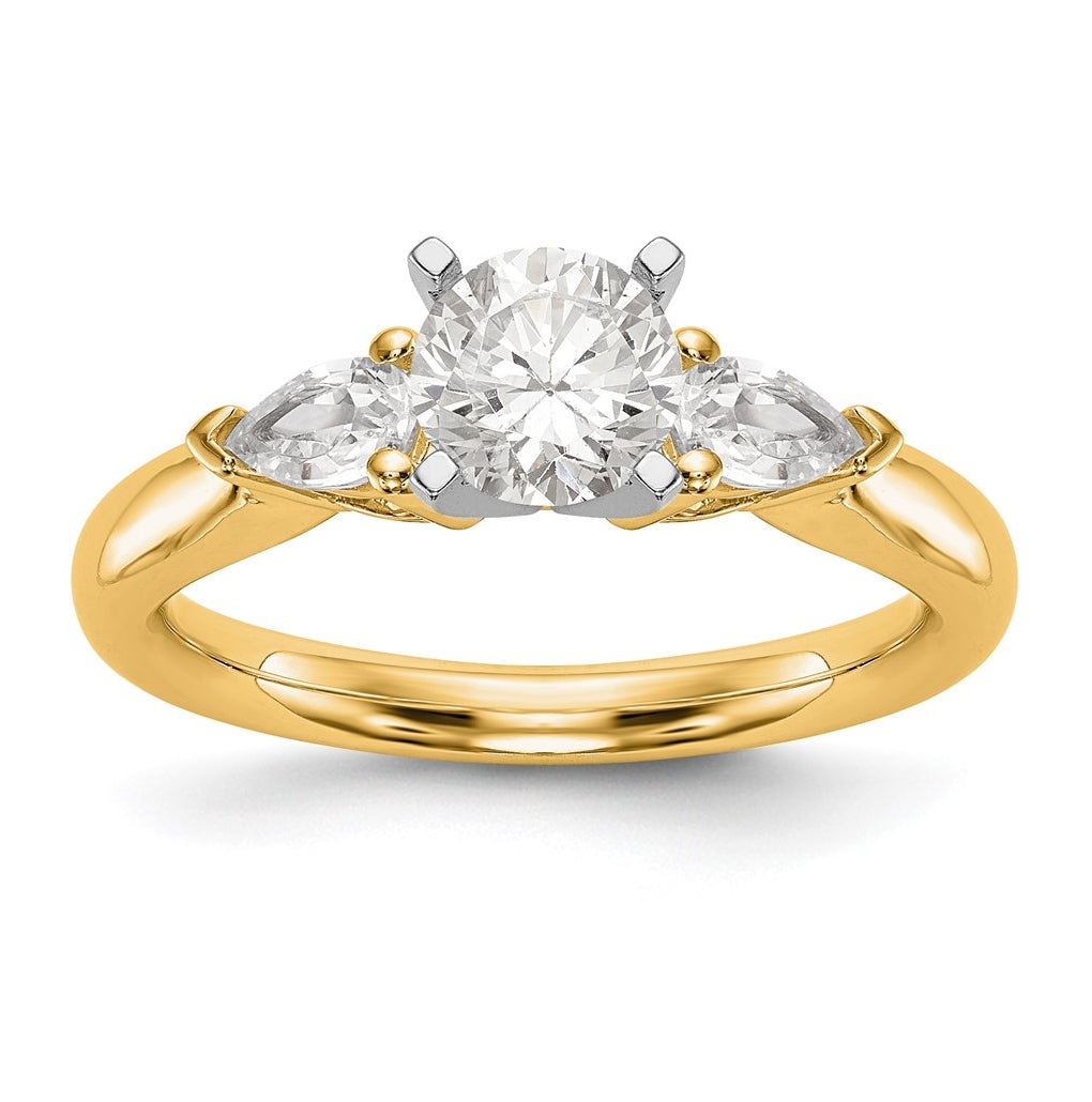 14K Yellow Gold 3-Stone Diamond Semi-Mount Peg Set Engagement Ring