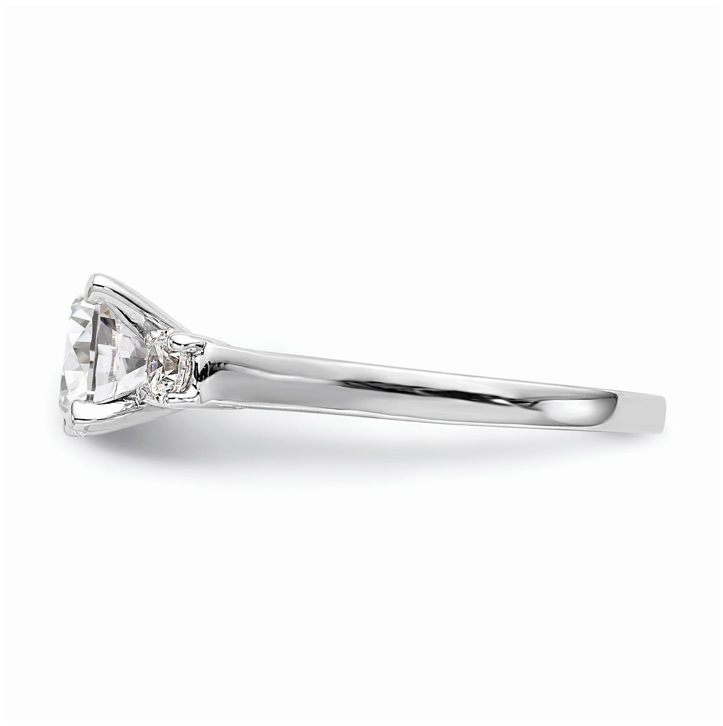 14K White Gold 3-Stone Peg Set Center Semi-mount Diamond Engagement Ring, 1.72 to 2.03 mm (tapered)