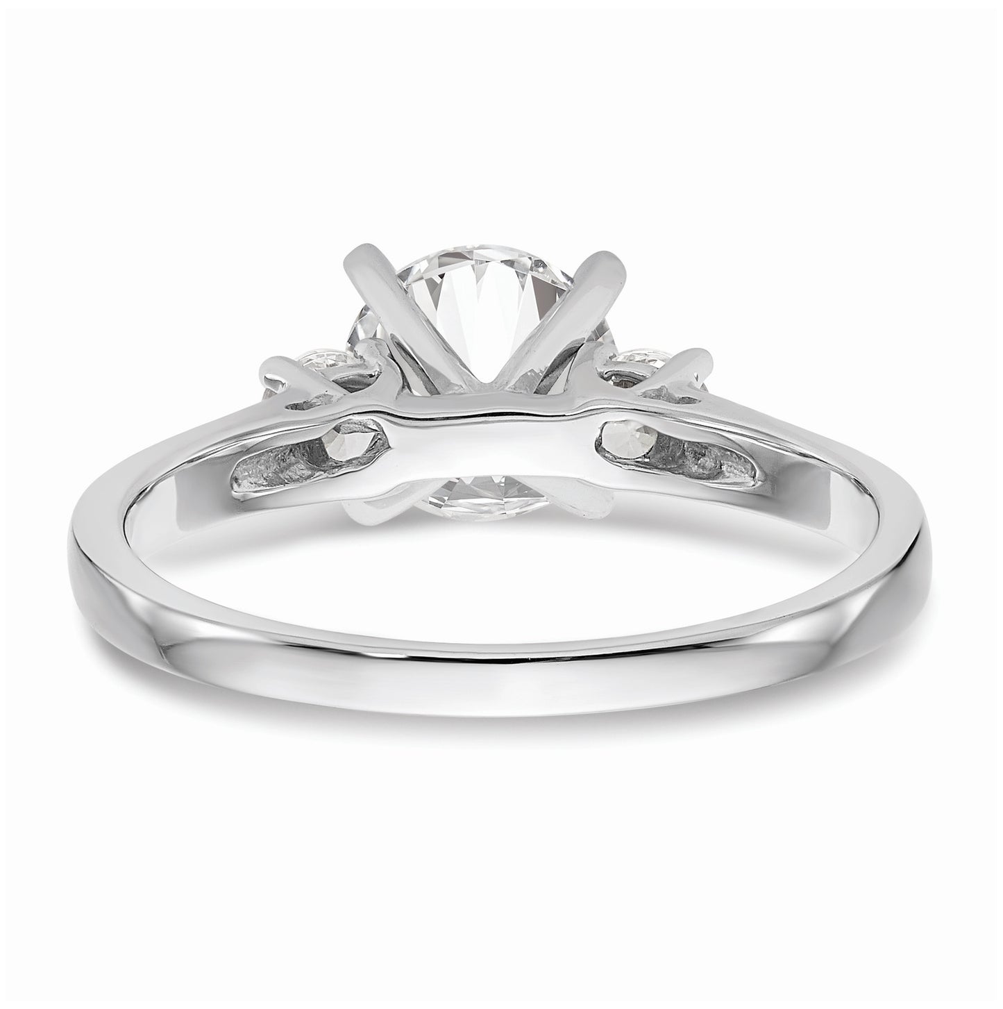 14K White Gold 3-Stone Peg Set Center Semi-mount Diamond Engagement Ring, 1.72 to 2.03 mm (tapered)