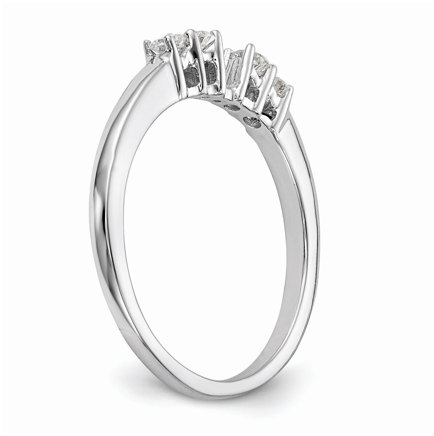 14K White Gold 5-Stone Peg Set Center Semi-mount Diamond Engagement Ring